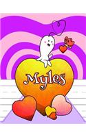 Myles: Personalized Book with Child's Name, Primary Writing Tablet, 65 Sheets of Practice Paper, 1" Ruling, Preschool, Kindergarten, 1st Grade, 8 1/2" x 11