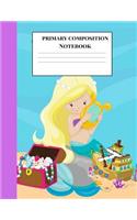 Primary Composition Notebook: A Blonde Mermaid Hair Purple Theme Grades K-2 & 3 Exercise Book Draw and Write Creative Story Journal with Dotted Dashed Midline Space for Kindergar