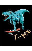 T-Rex: Journal For Recording Notes, Thoughts, Wishes Or To Use As A Notebook For T-Rex Lovers, Dino Skateboard Enthusiasts And Dinosaur Fans (8.5 x 11; 120