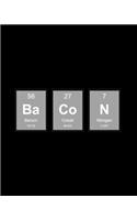 Bacon: Periodic Table of Elements, 8 X 10 Inch Matte Softcover Paperback Notebook Journal with 120 Lined Paper Wide Ruled Pages