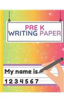 Pre K Writing Paper: Workbook of Dotted Lined Handwriting Practice Paper Sheet Book for Girl, Boy, Kid, Toddler, Preschool, Kindergarten, Nursery, Elementary - Beginner 