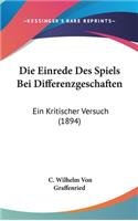 Die Einrede Des Spiels Bei Differenzgeschaften