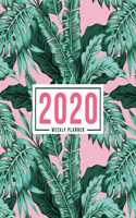 2020 Weekly Planner: January 1, 2020 to December 31, 2020: Weekly & Monthly View Planner, Organizer & Diary: Tropical Leaves on Pink 769-6