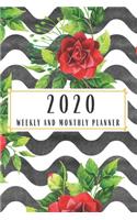 2020 Weekly And Monthly Planner: Pretty Floral Planner Gift Lesson Student Study Teacher Plan book Peace Happy Productivity Stress Management Time Simple Agenda Diary Journal Homesc