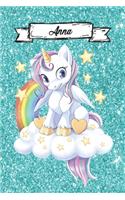 Anna: Cute Glossy Unicorn Kawaii Sketch Book for Girls 111 Pages of 6x9 inch Blank Paper for Drawing, Doodling or Sketching Sketchbooks For Kids
