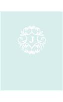 J: 110 Dot-Grid Pages - Monogram Journal and Notebook with a Light Blue Background and Simple Vintage Elegant Design - Personalized Initial Letter Jour