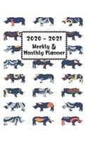 2020 - 2021 Weekly & Monthly Planner: Rhino Cover - Two Year Daily Weekly Monthly Calendar Schedule Agenda Organizer with Notes, Goals & To Do Lists(12 8.5 X 11 Animal Planner January 2020 - December 2021)