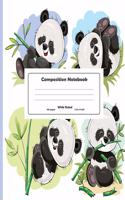 Composition Notebook: Cute Little Panda Wide Ruled Primary Copy Notebook, SOFT Cover Girls Kids Elementary School Supplies Student Teacher Daily Creative Writing Journal,