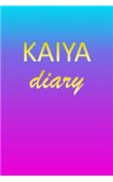 Kaiya: Journal Diary - Personalized First Name Personal Writing - Letter K Blue Purple Pink Gold Effect Cover - Daily Diaries for Journalists & Writers - J