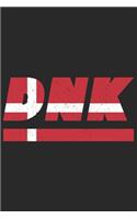 Dnk: Denmark notebook with lined 120 pages in white. College ruled memo book with the danish flag