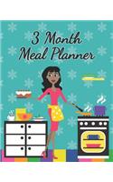 3 Month Meal Planner: Weekly Meal Prep Tracker & 3 Blank Month Calendar - Includes Freezer, Pantry, & Fridge Inventory - Cut Out Grocery Shopping Lists - Beautiful Modern