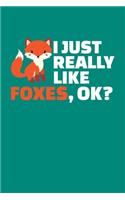 I Just Really Like Foxes Ok: Fox Journal, Foxes Notebook Note-Taking Planner Book