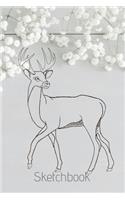 Sketchbook: Sketchbook Winter/snow/ Deer / fawn/ Notebook Journal Winter Workbook Diary / Christmas Notebook/ Gift /Composition Blank 6x9 110 pages.