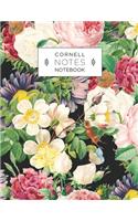 Cornell Method Notebook: Perfect for studying, notetaking, college work: Floral and black cover