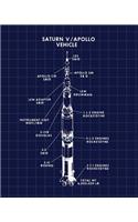 Saturn V / Apollo Vehicle: 150 Blank Grid Pages for Diagrams, Engineering, Patents, Mechanical Drawing, Calculations, Graphing, and More
