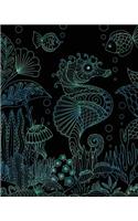 Journal Notebook Seahorse Drawing 5: 172 Lined Numbered Pages With 3 Index Pages For Easy Organization in Large 8 x 10 Size For Journaling, Writing, Planning or Doodling.(5 More Artsy Lined Journals)