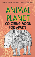 Animal Planet - Coloring Book for adults - Giraffe, Alpaca, Salamander, Wild cat, and more