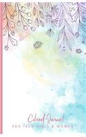 Colored Journal For Teen Girls & Women: Blank Watercolor Design Pattern Notebook; Unruled Personal Diary Memo For Writers, Teenagers, Adults; No Lines Notepad Pages; Great As Christmas Ann