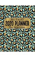 Daily & Weekly 2020 Planner Mint Green Leopard