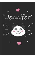 Jennifer: Ein Individuelles Panda Tage-/Notizbuch Mit Dem Namen Jennifer Und Ganzen 100 Linierten Seiten Im Tollen 6x9 Zoll Format (Ca. Din A5). Optimal ALS S