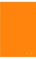 U.J.: Gold On Dark Orange Fashion Color Monogram Personalized Notebook With Two Initials. Matte Soft Cover Professional Style with120 Blank Lined Pages