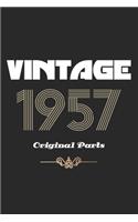 Retro Birthday - Vintage 1957 Notebook Original Parts Gift
