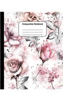 Composition Notebook: Beautiful Flowers: College Ruled Blank Lined Cute Notebooks for Girls Women Teens Kids School Writing Notes Journal (7.5 x 9.25 in)