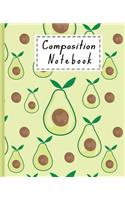 Composition Notebook: Cute Avocado Gifts Wide Ruled Blank Lined Paper Book For Girls Boys Men And Women - Avocado Themed Pattern For Avocado Lovers