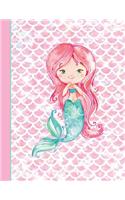 Mermaid Teal Notebook - Sketchbook: 130 Pages 8.5 x 11 Blank Unlined Sketch Drawing Art Book Paper School Student Teacher