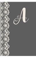 A: Monogrammed Journal Vintage Lace with Monogram Personalized Letter 'a'