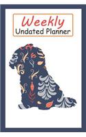 Weekly Undated Planner: 52 Weeks Planner with Blue Flower Shih Tzu Dog Pattern and Gratitude Journal Section (Agenda, Organizer, Notes, Goals & to Do Lists)