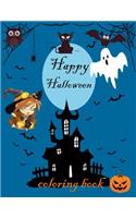 Happy Halloween Coloring Book ( for Adult and Kids): 25 Halloween Theme Illustration such as witches, Bat, Cat, owl(Halloween Coloring Books)
