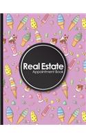 Real Estate Appointment Book: 4 Columns Appointment Calendar, Appointment Schedule Book, Daily Appointment Schedule, Cute Ice Cream & Lollipop Cover