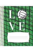 Cute Love Volley Ball School Composition Lined Notebook