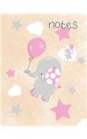 Notes: Cute Baby Elephant Composition Notebook For Girls, Collage Ruled