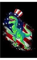 Funny t-rex dinosaur with uncle sam hat journal: T-rex dinosaur, usa flag, america and animals fan design 120 Page composition Blank Notebook colleg ruled journal for you or your kids boy or girl