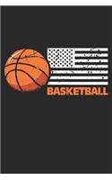 Basketball: Amerika USA Flagge Athlet Notizbuch liniert DIN A5 - 120 Seiten für Notizen, Zeichnungen, Formeln - Organizer Schreibheft Planer Tagebuch