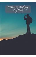 Hiking & Walking Log Book: Mountain/ Rocks/ Sun Style Journal for Recording Walks, Hikes and Rambles