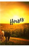 Horses: notebook (6x9) lines 108 pages for journal notes diary in a beautiful landscape