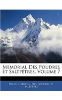 Memorial Des Poudres Et Saltpètres, Volume 7