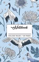 Notebook: Crane Bird Floral Pattern Notebook