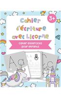 Cahier d'écriture avec Licorne