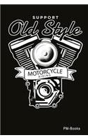 Old Style Motorcycle: Kariertes A5 Notizbuch oder Heft für Schüler, Studenten und Erwachsene