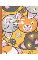 Story Paper Notebook: Lined handwriting notebook with picture frame to build your story 8.5 x 11 with Laughing Cat Theme Cover