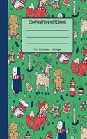 Composition Notebook: Pretty Christmas Pattern Softcover- 100 Wide Ruled Line Pages - School, High School and College Composition Book - 7.5 x 9.25" for Kids, Teenagers o
