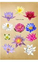 Types of Lotus: Vintage Botanical Flower Illustrations Soft Cover Journal, Diary, Notebook with Lined Pages