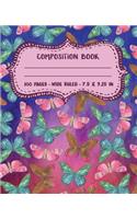 Composition Book: Wide Ruled Blank Lined Cute Composition Notebook for Girls, Boys, Kids, Teens, Students or Teachers - Writing Notes Journal or Diary for School - 10