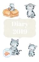 Diary 2019: Daily Weekly and Monthly Planner from January 2019 - December 2019 with Cute Kitten Cover