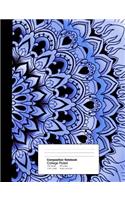 Composition Notebook College Ruled 7.44 X 9.59 Inches 100 Sheets / 200 Pages: Deep Blue Lacework Mandala