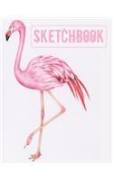 Sketchbook: Cute Flamingo Sketchbook for Kids Animal Lovers to Sketching, Whiting, Drawing, Journaling and Doodling Large (8.5x11 Inch.) 120 Blank Pages (Pink&W